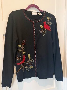 Alfred Dunner Cardinal Bird Cardigan Sweater NWOT Medium